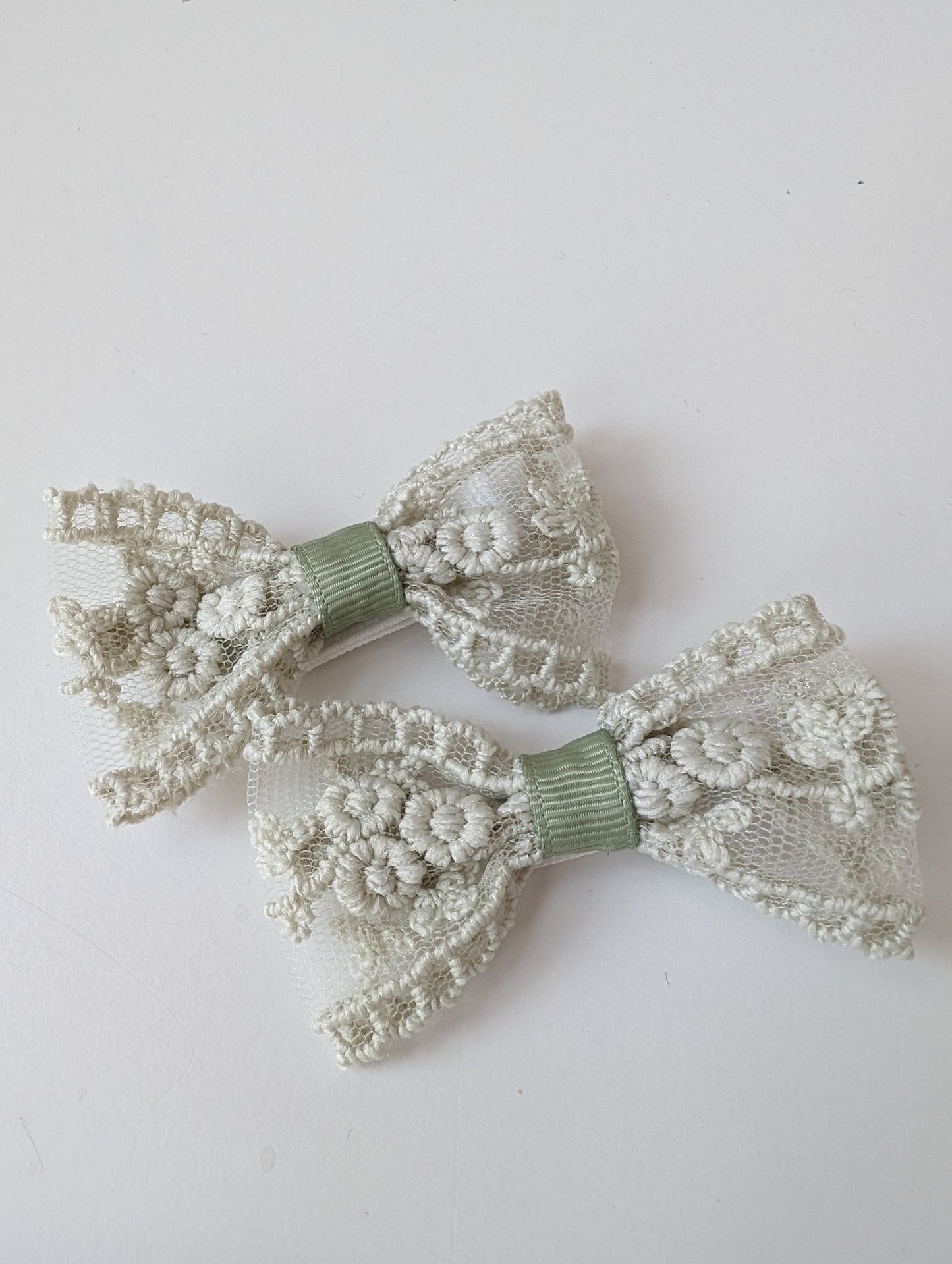 Sage green lace bow hair clip for kids and babies flower girl Hairbows for Little girls