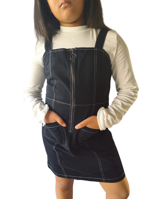 Big girls cotton square sleeveless dress casual A-line dress