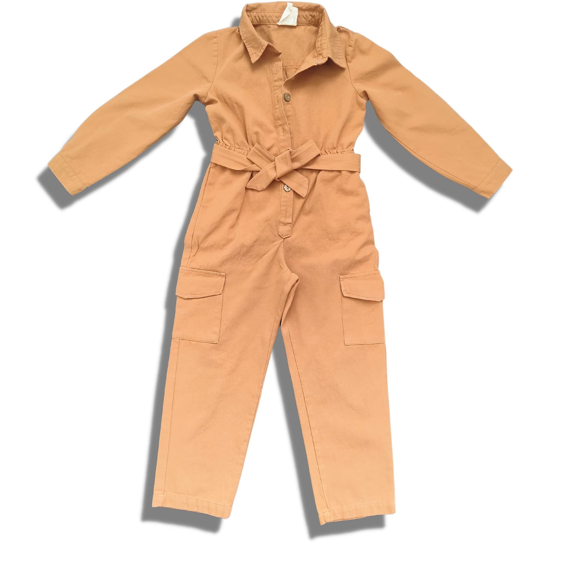 100% cotton breathable cargo romper for big girls