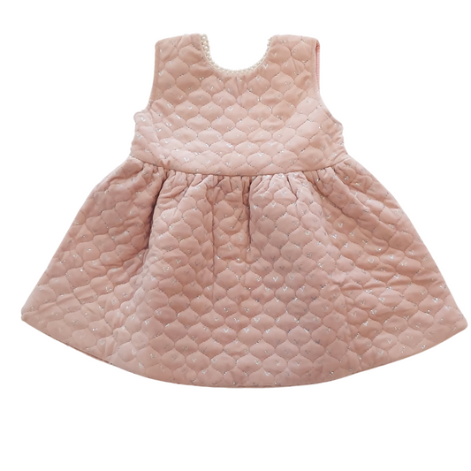 Pink pearl princess quilted dress for toddlers and little girls