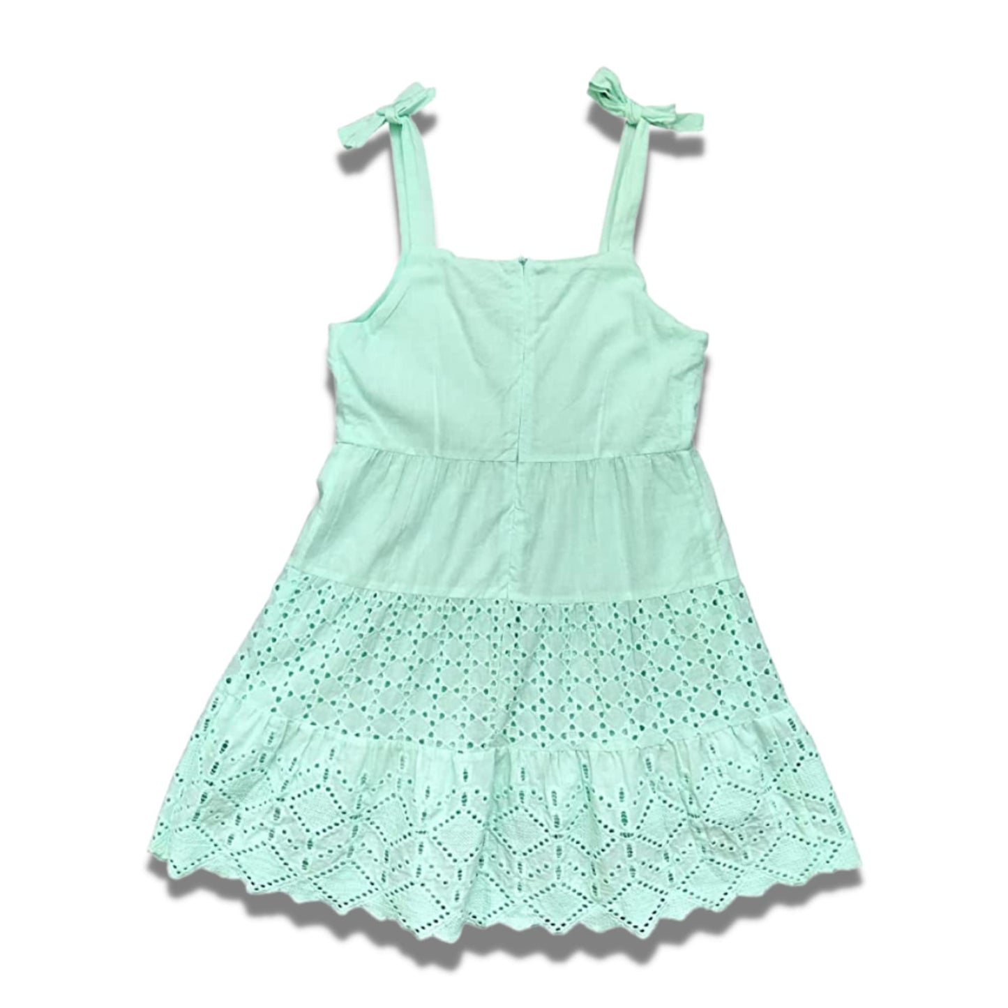 Chic Mint Green Tween Dress featuring Delicate Eyelet Lace Hem for Girls