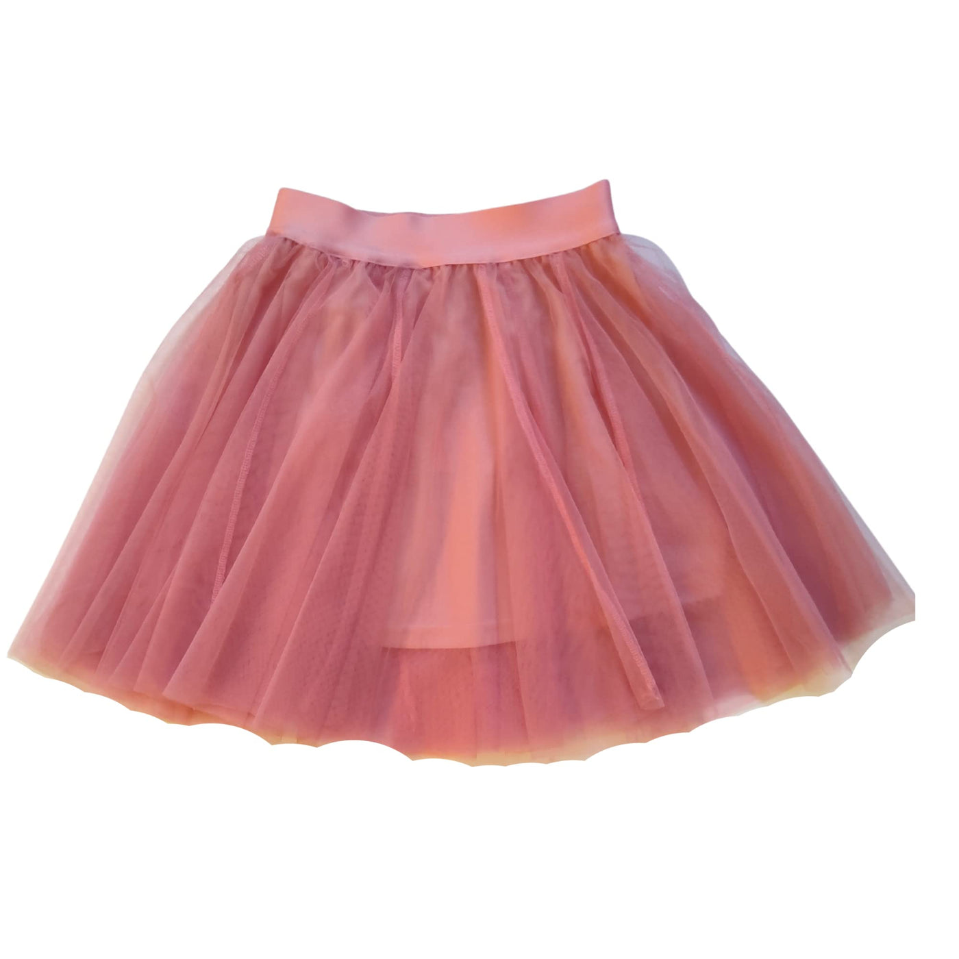 Big Girls Mauve Pink Tulle Tutu Skirt- Knee Length Pull-On Mesh Skirt