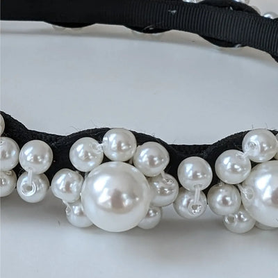 Pearl Headband for Women Girls- Teeth Comb Wide Headbands Accessories in Black