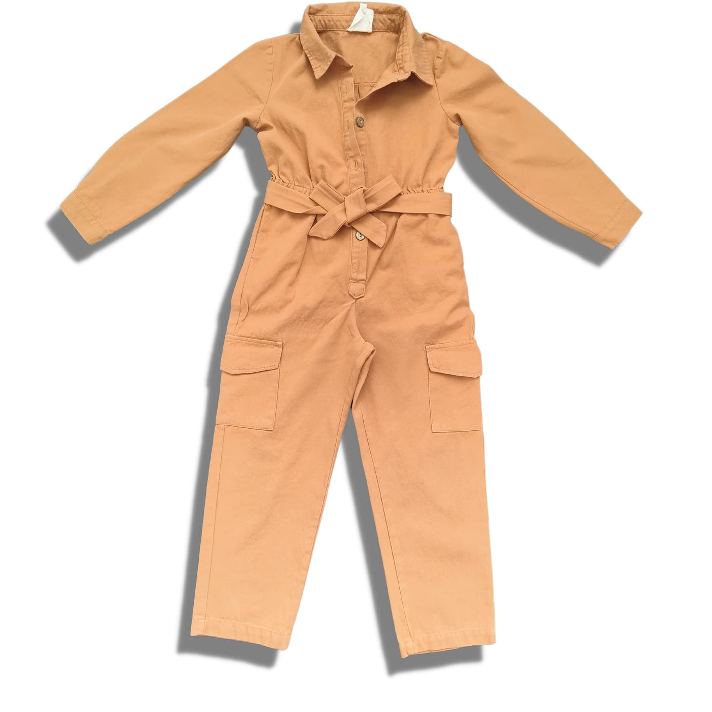 Big Girls Cotton Camel Jumpsuit, Boiler, Romper- 100% Cotton Cargo Pant Suit