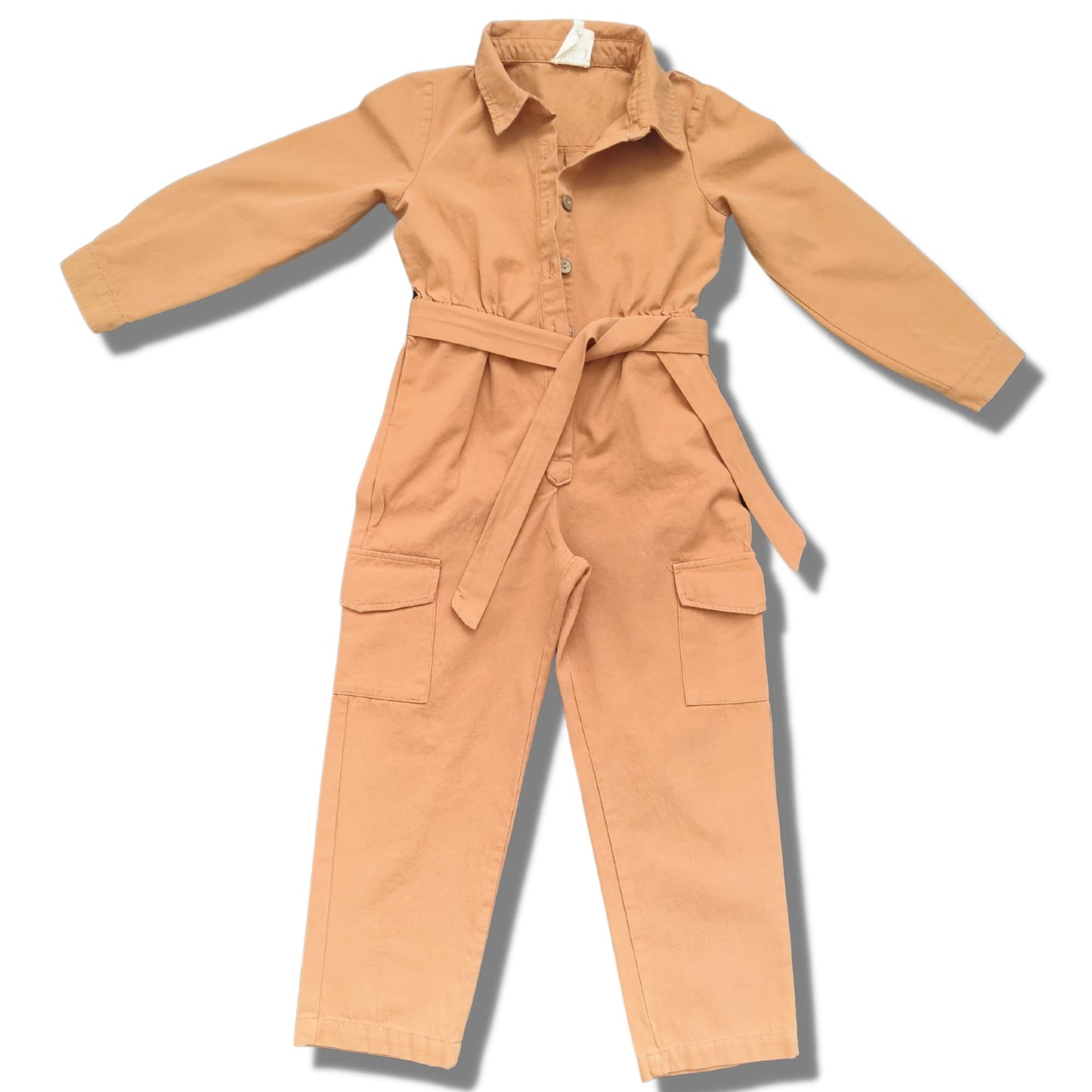 Big Girls Cotton Camel Jumpsuit, Boiler, Romper- 100% Cotton Cargo Pant Suit